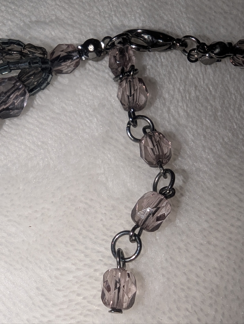 Heavy Glass Crystal Multi-Strand Statement Necklace – Smoky Plum Gunmetal - Picture 2 of 4
